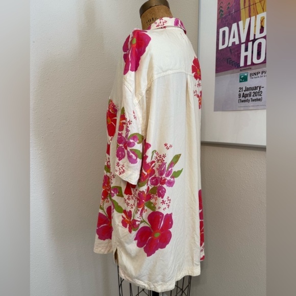 Free People Share Good Vibes Buttondown XS Ivory Pink Combo Floral - Picture 4 of 12